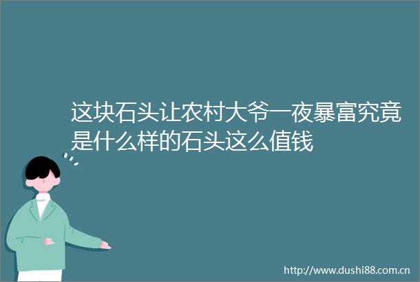 这块石头让农村大爷一夜暴富究竟是什么样的石头这么值钱