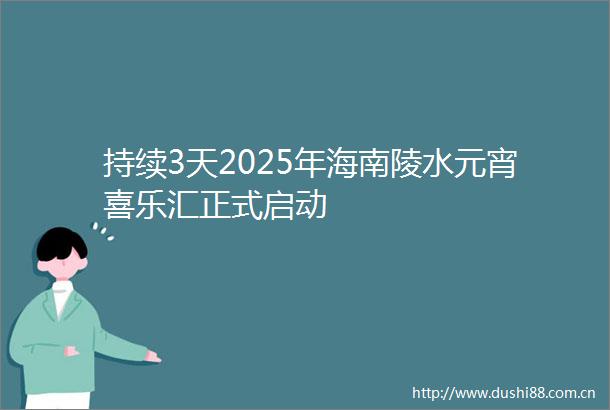 持续3天2025年海南陵水元宵喜乐汇正式启动