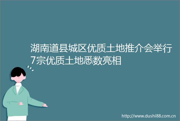 湖南道县城区优质土地推介会举行7宗优质土地悉数亮相