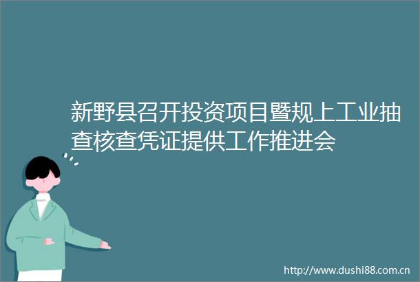 新野县召开投资项目暨规上工业抽查核查凭证提供工作推进会
