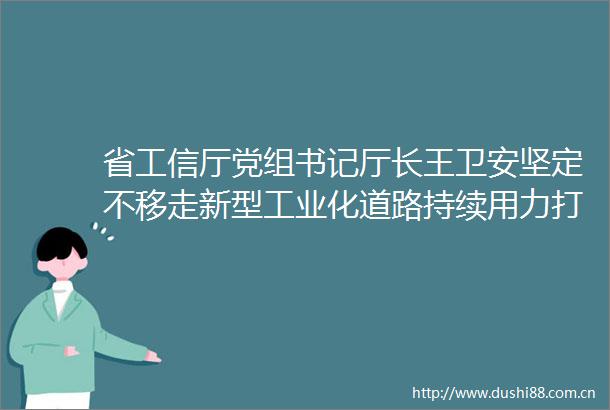 省工信厅党组书记厅长王卫安坚定不移走新型工业化道路持续用力打造重要先进制造业高地