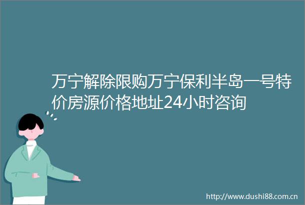 万宁解除限购万宁保利半岛一号特价房源价格地址24小时咨询