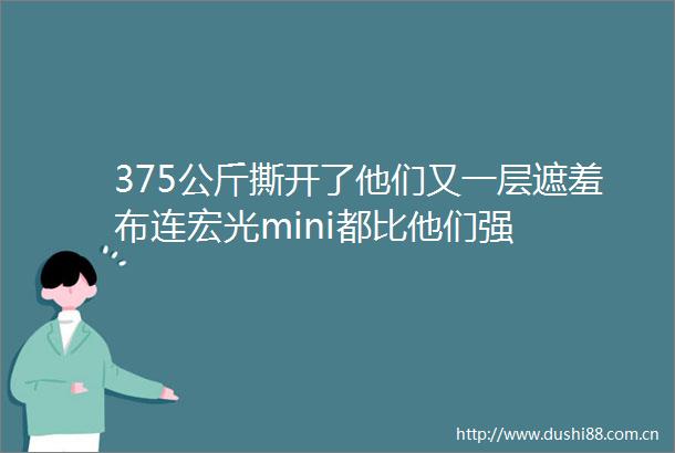 375公斤撕开了他们又一层遮羞布连宏光mini都比他们强
