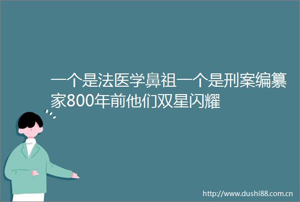 一个是法医学鼻祖一个是刑案编纂家800年前他们双星闪耀