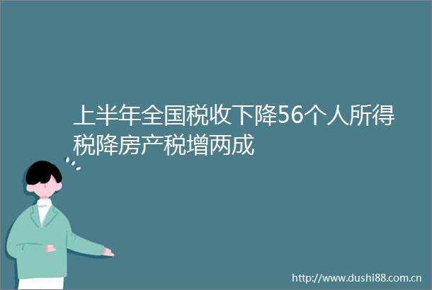 上半年全国税收下降56个人所得税降房产税增两成