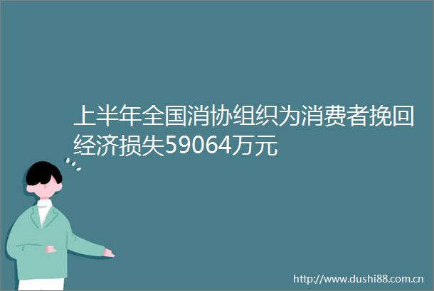 上半年全国消协组织为消费者挽回经济损失59064万元