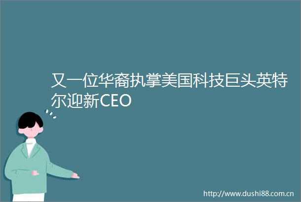 又一位华裔执掌美国科技巨头英特尔迎新CEO