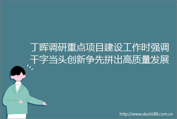 丁晖调研重点项目建设工作时强调干字当头创新争先拼出高质量发展新速度新实效