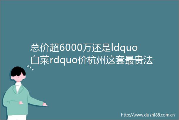 总价超6000万还是ldquo白菜rdquo价杭州这套最贵法拍房第三次挂牌