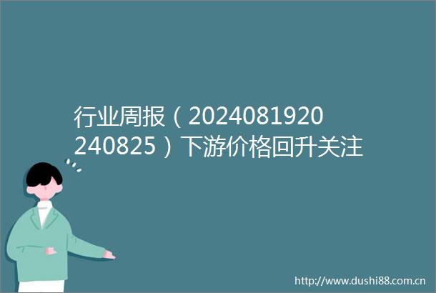 行业周报（2024081920240825）下游价格回升关注产业链需求共振