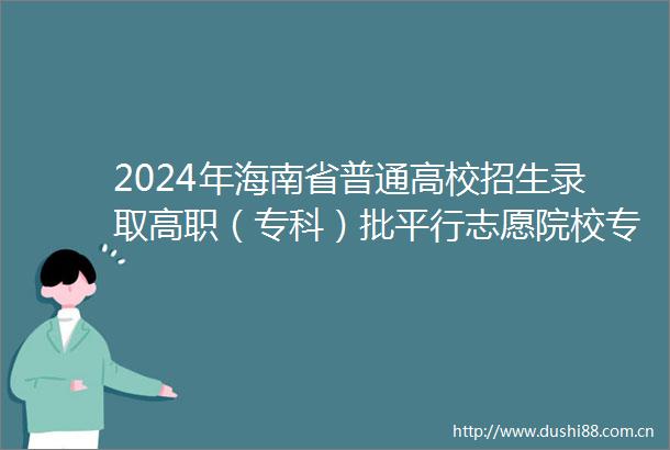 2024年海南省普通高校招生录取高职（专科）批平行志愿院校专业组投档分数线