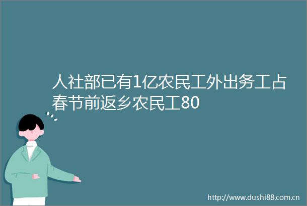 人社部已有1亿农民工外出务工占春节前返乡农民工80