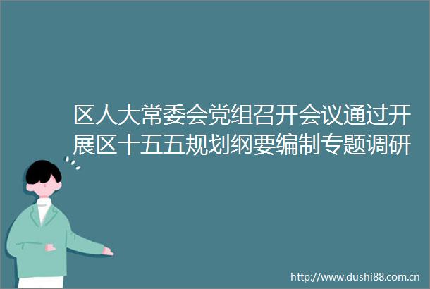 区人大常委会党组召开会议通过开展区十五五规划纲要编制专题调研工作方案