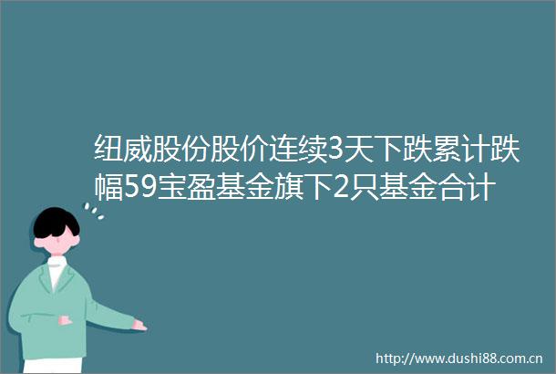纽威股份股价连续3天下跌累计跌幅59宝盈基金旗下2只基金合计持26608万股浮亏损失53216万元