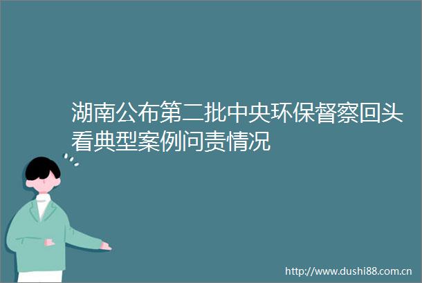 湖南公布第二批中央环保督察回头看典型案例问责情况