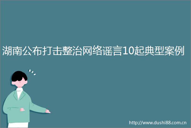 湖南公布打击整治网络谣言10起典型案例