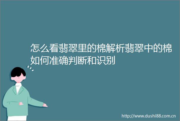 怎么看翡翠里的棉解析翡翠中的棉如何准确判断和识别