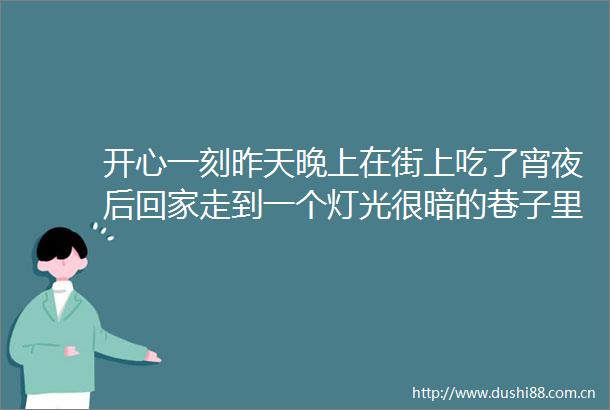 开心一刻昨天晚上在街上吃了宵夜后回家走到一个灯光很暗的巷子里