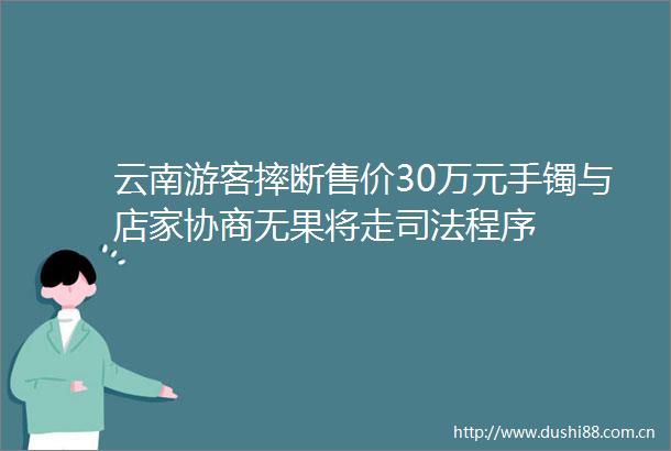 云南游客摔断售价30万元手镯与店家协商无果将走司法程序