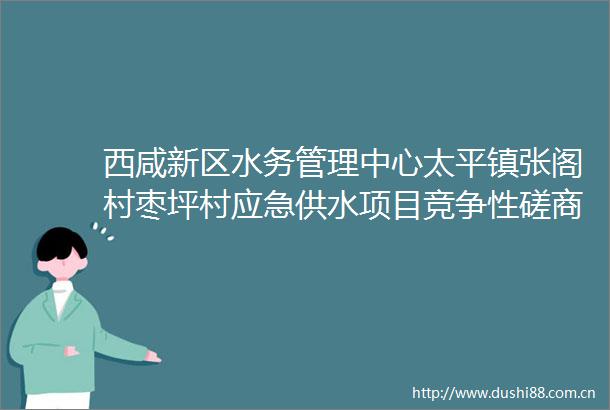 西咸新区水务管理中心太平镇张阁村枣坪村应急供水项目竞争性磋商公告