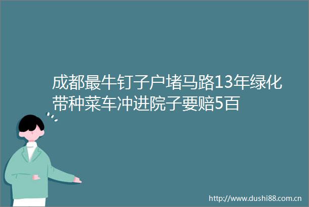 成都最牛钉子户堵马路13年绿化带种菜车冲进院子要赔5百