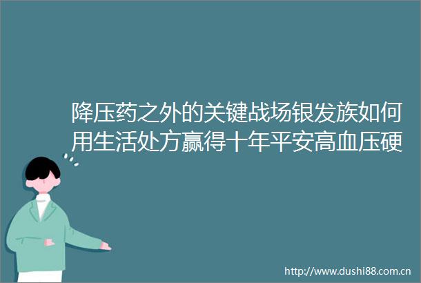 降压药之外的关键战场银发族如何用生活处方赢得十年平安高血压硬核生存手册