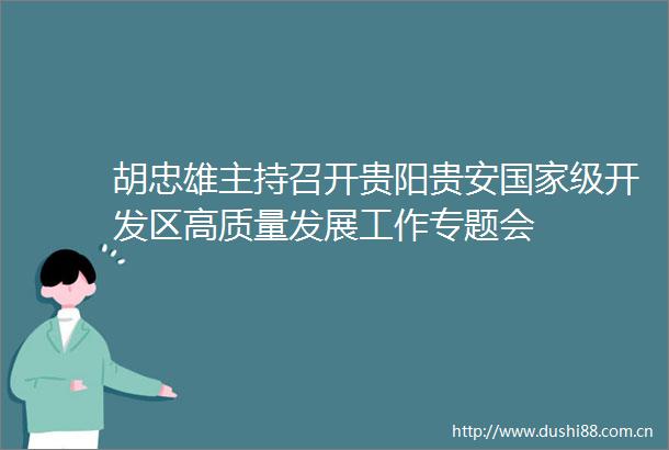 胡忠雄主持召开贵阳贵安级开发区高质量发展工作专题会
