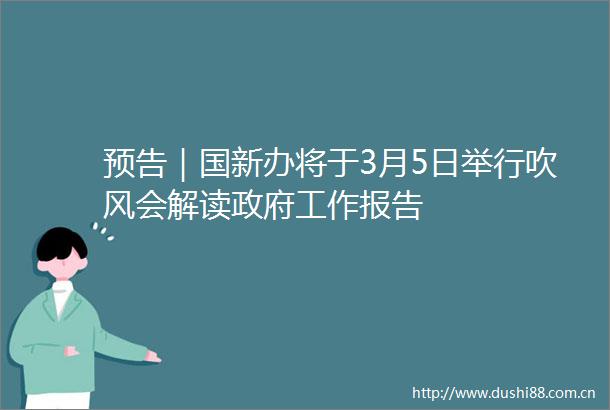 预告｜国新办将于3月5日举行吹风会解读工作报告