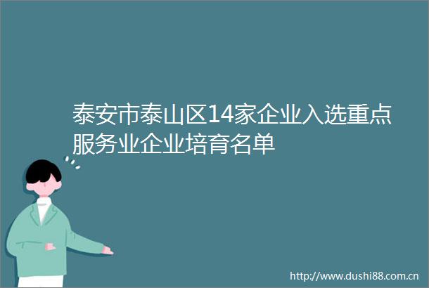 泰安市泰山区14家企业入选重点服务业企业培育名单