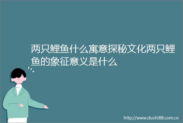 两只鲤鱼什么寓意探秘文化两只鲤鱼的象征意义是什么