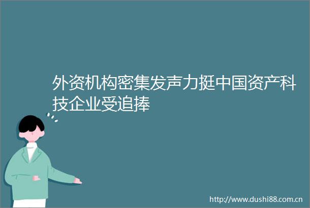外资机构密集发声力挺资产科技企业受追捧