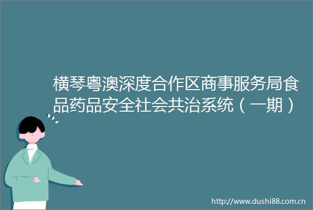 横琴粤澳深度合作区商事服务局食品药品安全社会共治系统（一期）运维服务（自主）采购项目招标通知