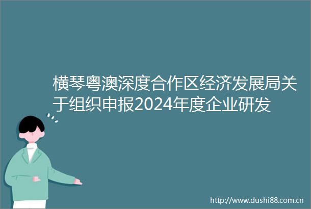 横琴粤澳深度合作区经济发展局关于组织申报2024年度企业研发费用补贴资助支持的通知