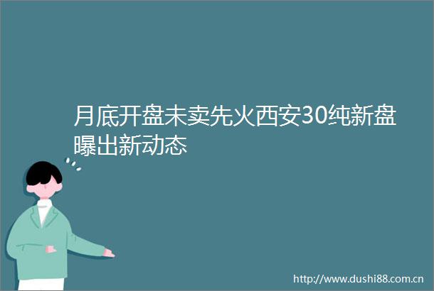 月底开盘未卖先火西安30纯新盘曝出新动态