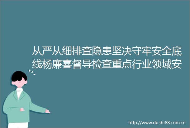 从严从细排查隐患坚决守牢安全底线杨廉喜督导检查重点行业领域安全生产工作