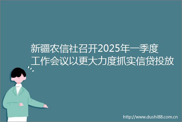 新疆农信社召开2025年一季度工作会议以更大力度抓实信贷投放
