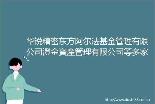 华锐精密东方阿尔法基金管理有限公司澄金資產管理有限公司等多家机构于7月2日调研我司