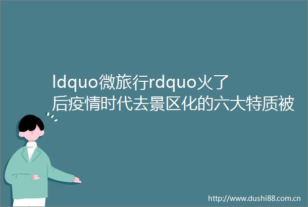 ldquo微旅行rdquo火了后疫情时代去景区化的六大特质被