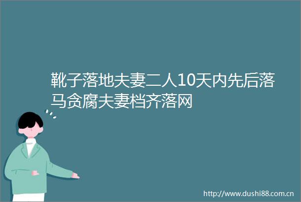 靴子落地夫妻二人10天内先后落马贪腐夫妻档齐落网