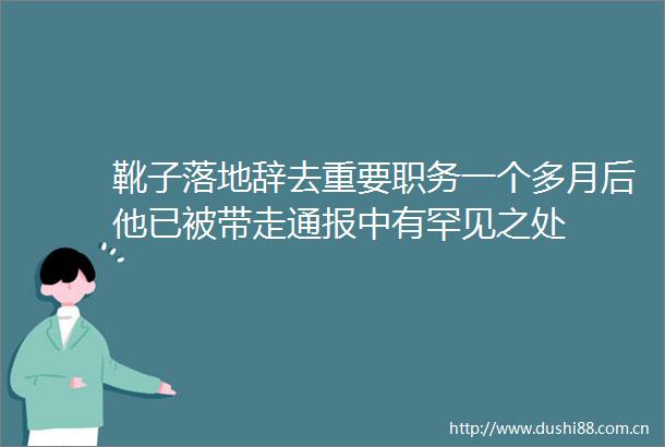 靴子落地辞去重要职务一个多月后他已被带走通报中有罕见之处