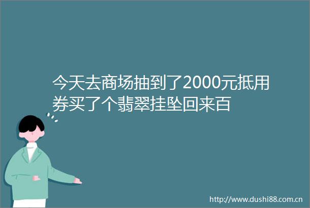 今天去商场抽到了2000元抵用券买了个翡翠挂坠回来百