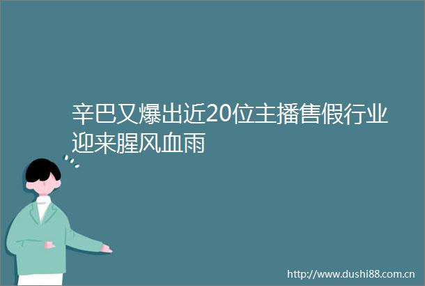 辛巴又爆出近20位主播售假行业迎来腥风血雨