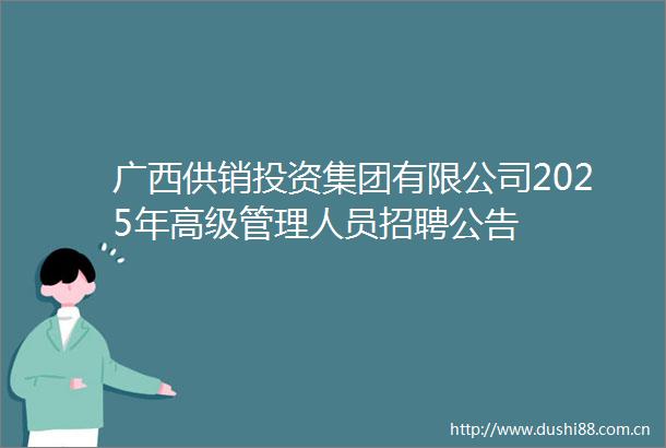 广西供销投资集团有限公司2025年高级管理人员招聘公告