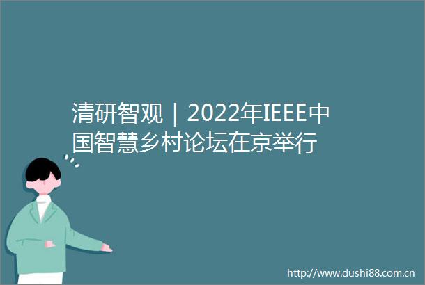 清研智观｜2022年IEEE智慧乡村论坛在京举行