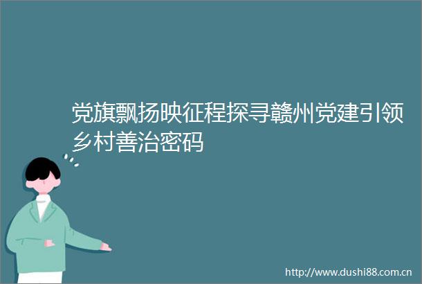 党旗飘扬映征程探寻赣州党建引领乡村善治密码