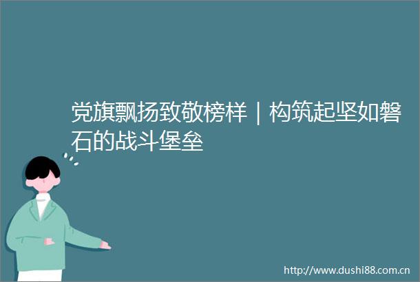 党旗飘扬致敬榜样｜构筑起坚如磐石的战斗堡垒