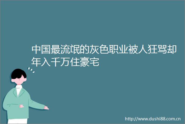 最流氓的灰色职业被人狂骂却年入千万住豪宅