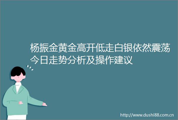 杨振金黄金高开低走白银依然震荡今日走势分析及操作建议