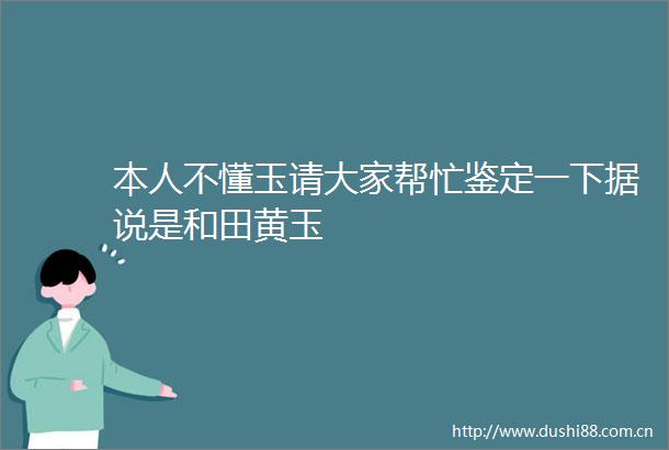 本人不懂玉请大家帮忙鉴定一下据说是和田黄玉