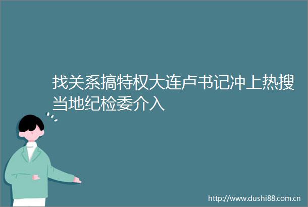 找关系搞特权大连卢书记冲上热搜当地介入